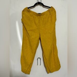 Eileen Fisher saffron linen wide-leg pants